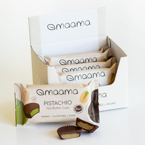 MAAMA, Nut Butter Cups - Prodotto dolciario con ripieno morbido al pistacchio - Biologico, Vegano, Senza Glutine - Confezione composta da 5 unità da 2x12g ciascuno
