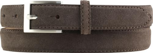 BELTINGER Gürtel aus Veloursleder 2,5 cm | Velour-Ledergürtel für Herren und Damen 25mm | Wildleder-Gürtel mit runder Gürtelschließe | Dunkelbraun 90cm