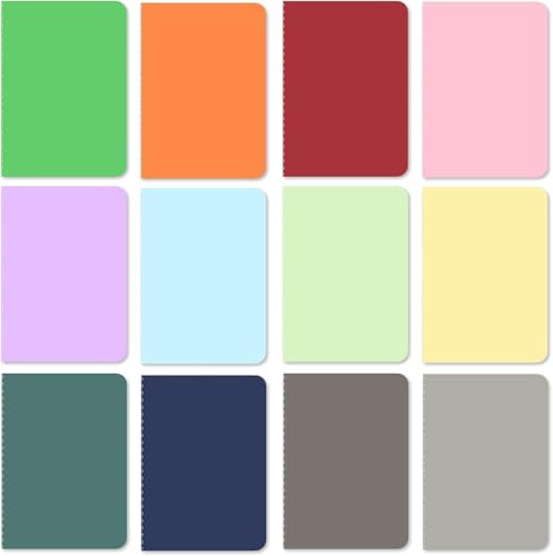 BCENG 12 quaderni A6 da 30 pagine ciascuno, 12 colori, quaderni scolastici portatili, mini quaderni, piccoli quaderni con copertina morbida per tenere un diario, disegnare, fare schizzi e scrivere