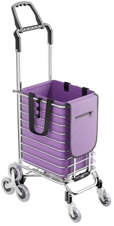Folding Shopping Cart 40kg Capacity Rolling Trolley Cart with Dual Handles Waterproof Oxford Bag for Groceries Market Travel Storage Compact Foldable Design Stable Stair