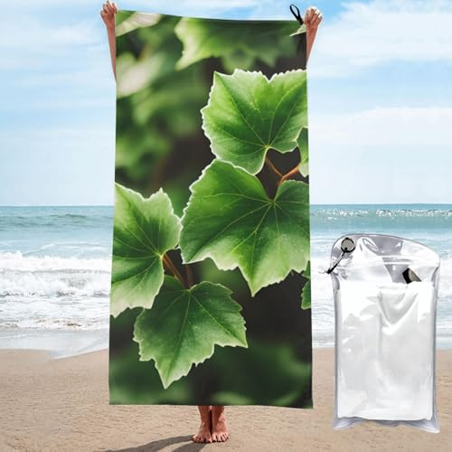 LONGZEHAO Toalla de microfibra de secado rápido con estampado de flores de hiedra, toallas de playa súper absorbentes para viajes, ducha, piscina