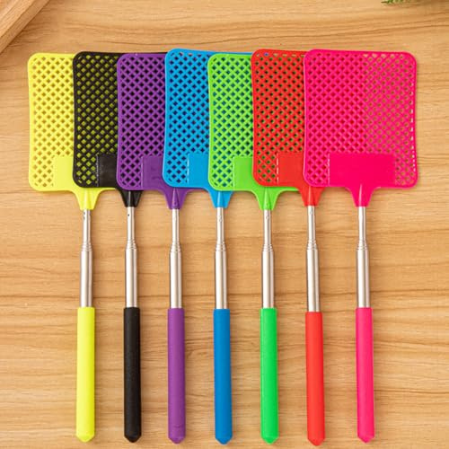 KARLOR 6 Stück Fliegenklatsche Ausziehbar Fliegenschutz Mückenschutz Fly Swatter Stabil Teleskop Fliegenklatsche für Fliegen Wespen Mücken Insekten(Zufällige Farbe)
