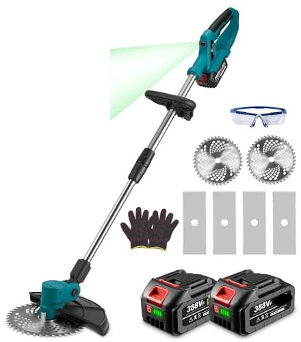 Decespugliatore A Batteria, Tosaerba elettrico brushless da 9 pollici con display digitale, strumenti for diserbo da giardino senza fili e ricaricabili for batteria