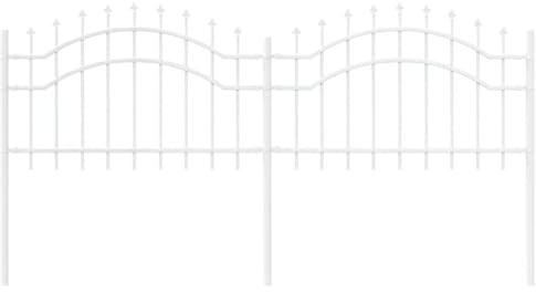 vidaXL Gartenzaun Weiß 115 cm Pulverbeschichteter Stahl, Garten- & Terrassenzaun, erweiterbare Paneele, moderne Outdoor-Trennwand, praktische Raumteiler