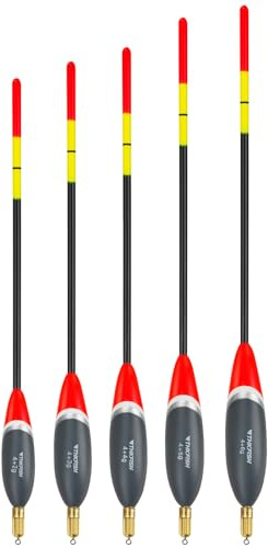 THKFISH Posen Angeln Set Waggler Set, 5 Stück, 6g-10g, 4g vorgebleit, Holz Schwimmer Angeln mit Lebendige Farben Fishing Slip Bobbers Angelzubehör