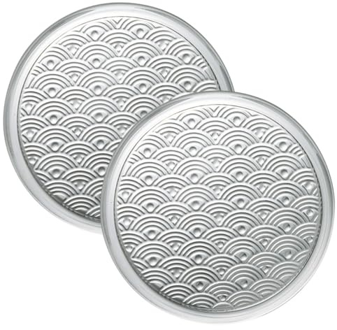 Ciieeo 2 Pezzi Sottobicchieri Rotondi in Vetro Trasparente Sottobicchiere Isolante Resistente al Calore per Tazze da Tè Design Giapponese Antiscivolo e Leggero Bar