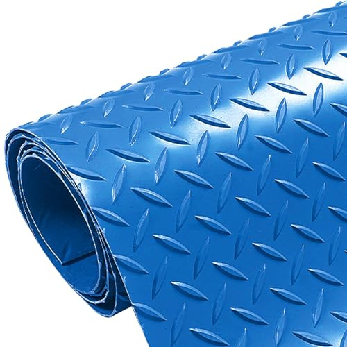 TRAGLO PVC-Garagenbodenmatte, rutschfeste Gummi-Parkmatten, 1,6 mm dick, gewerbliche Garagenbodenrolle für Keller, Fitnessstudio, Schuppen(Blau,0.6x3m)