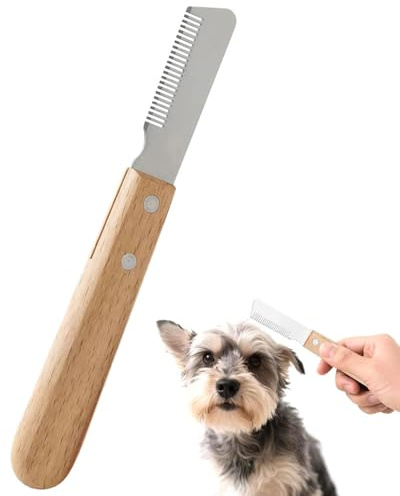 FUGLUS Cuchillo Pelador de Aseo, Pelo Duro Dachshund Fine Guard Terrier, Cuchilla de Stripping con Mango de Madera Sin Filo, Deslanador para Perros Pelar a Mano para pelar a mano para pelos gruesos