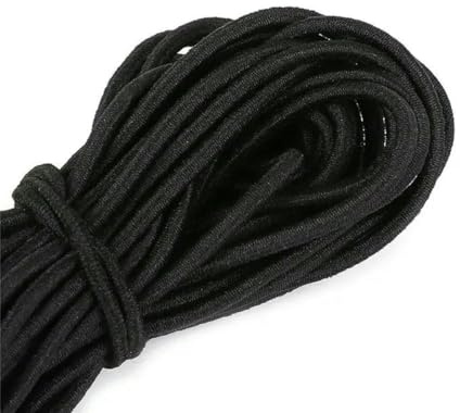 m/Beutel Schwarzes, mehrteiliges, rundes Gummiband, elastische Schnur, Gummiseil, elastisches Band, DIY-Nähzubehör – 2,5 mm