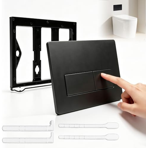 Plaque de Commande WC Suspendu,246 x 164mm Plaque de Déclenchement compatible avec Geberit Sigma01/Sigma20/Sigma30/Sigma50/UP300/UP320, Double Chasse D'eau WC, Noir