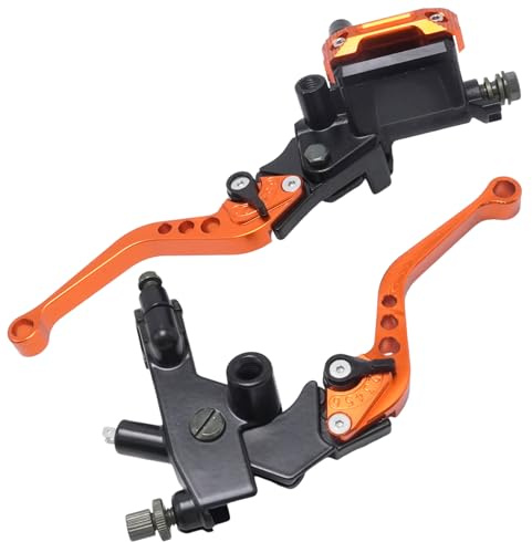 MospdyGear 1 Paar Universelle Motorrad Brems und Kupplungshebel, 7/8 Zoll 22mm, Verstellbare Hydraulische Hauptzylinderhebel (Orange)