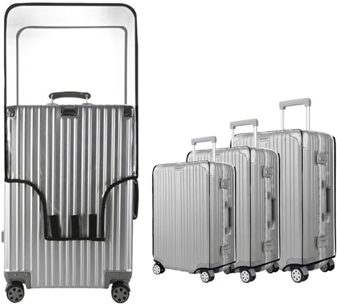 KBCLN 3 PCS Clear Luggage Cover Protector, 20 24 28 Thicken PVC Luggage Suitcase Cover Set Waterproof Dustproof Anti-scratch Baggage Protector Sleeve for Wheeled Suitcases Travel Accessories