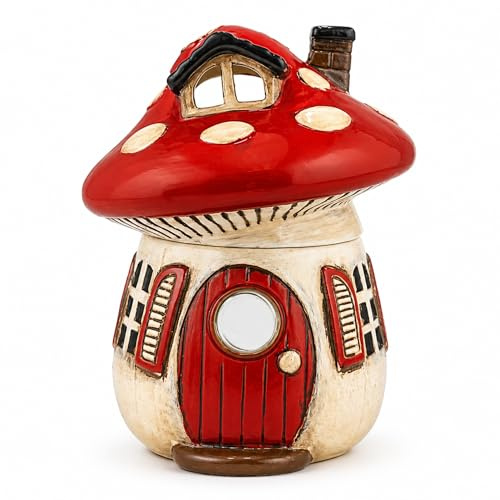 Cello Electric Wax Melt Burner – Mushroom Design Flameless Aroma Lamp with Soft Ambient Glow Fragrance Oil Warmer Compatible Fragrance Diffuser Woodland Home Ceramic Décor Night Light Gift