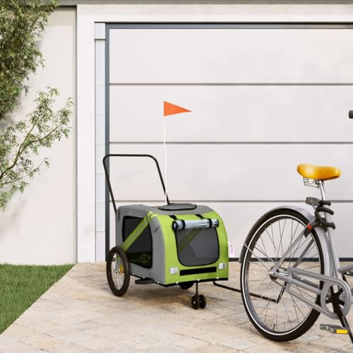 LoogCape Bicycle Trailer Dogs Grey Black Oxford Fabric Iron Foldable Weatherproof with Mesh and Reflectors for Safe Pet Transport on the Go