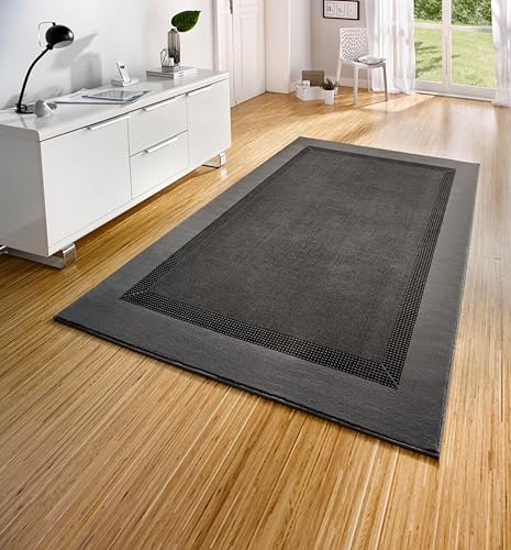 Hanse Home Teppich Läufer Band 120x170cm – Teppichläufer Weicher Kurzflor Teppich Modernes Design Läufer für Flur, Schlafzimmer, Kinderzimmer, Badezimmer, Wohnzimmer, Küche Dekoläufer – Grau