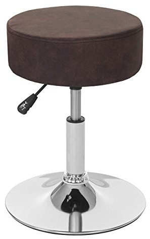 Mendler Hocker HWC-C22 Ø35cm - Wildlederimitat, Vintage Dunkelbraun | Sitzhocker, Schminkhocker, höhenverstellbar