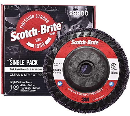 3M Scotch-Brite Clean and Strip XT Pro Disc, XO-DC, SiC Extra Coarse, T27, 4-1/2 in x 5/8-11, Silicon Carbide Cuts Aggressively and Leaves a Fine Finish, Resists Loading, Purple
