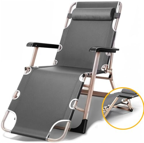 WY8 Sun lounger recliner Garden Chair Gravity Chair outdoor indoor Camping Folding Reclining Adjustable Back SUN BED (DARK GREY)