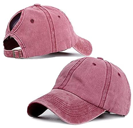 YAMEE Basekeps dam sommar hästsvans mössa, baseballkeps vintage män solhatt solskydd, sportmössa, basebollkeps (huvudomkrets 54–60 cm), 1/röd, En Storlek