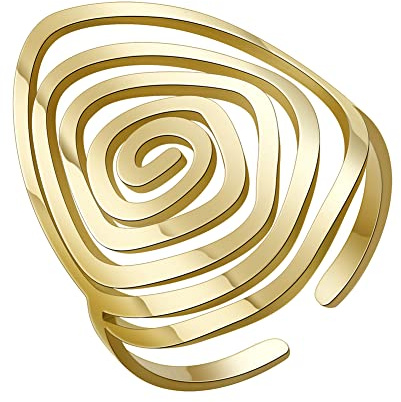 Dreamtimes Wirbel Geometrischer Ring Spirale Wirbel Ring Geflochtener Wickel Stil Frauen Edelstahl Übertrieben Einstellbare Daumen Offen Ring Mode Schmuck Geschenk für Frau Freundin