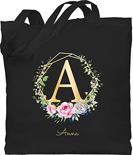 Geschenk mit Namen personalisiert by Shirtracer - Baumwolltasche - Initialen - Buchstabe I Namensgeschenk Namenstag Geschenke mit Namen