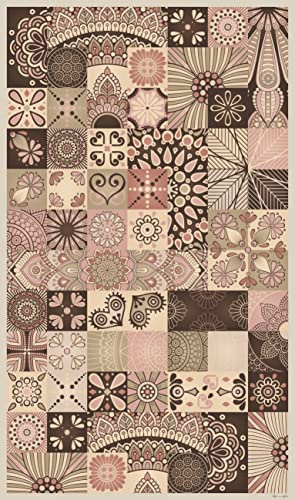 DobleUve Estudio Alfombra Vinílica Hidráulica 01 | Color Beige | 47x80 cm | Alfombra Cocina Lavable Antideslizante | Alfombra Vinilica | Suelo Vinílico | Alfombra Vinilo Salón
