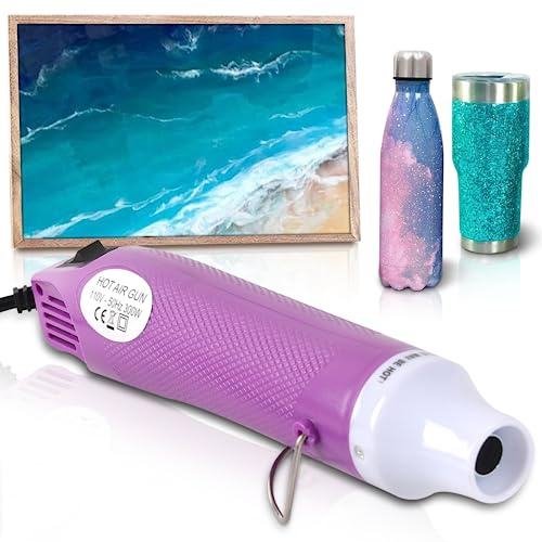 Bubble Removing Tool for Epoxy Resin and Acrylic Art, DIY Glitter Tumblers, Specially-Designed Heat Gun for Making Acrylic Resin Travel Mugs Tumblers to Remove Air Bubbles (Purple, 8.8x1.8)