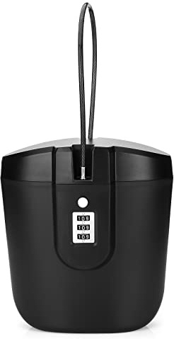 Soleebee Tragbare Anti-Diebstahl Schlossbox, Portable Sicherheit Schlosstasche Mobiler Reisesafe Strandsafe mit Zahlen Schloss Lock Box für den Strand Reisen Camping Sport Outdoor (Schwarz)