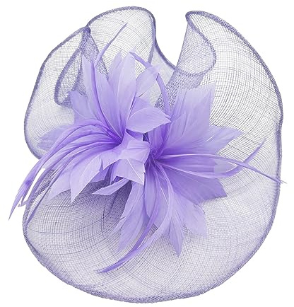 Finecy In - Fascinator for Weddings Women's Races Ladies Day Royal Ascot Flower Burst On a Geometric Frill Style UK Light Purple