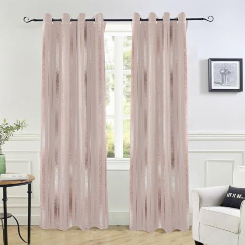 Elegante Verdunkelungsvorhänge, rotgoldene und goldene Streifen, 213,4 cm Länge, verdunkelnde Fensterabdeckung für Schlafzimmer, Wohnzimmer, vertikale Jalousien, Küchenvorhänge, Dekoration, Cortina