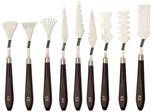 Set di spatole 9 Pezzi Spatole per Pittura Artistica Kit di raschietti per miscelazione per Accessori per Pittura a Olio acrilica