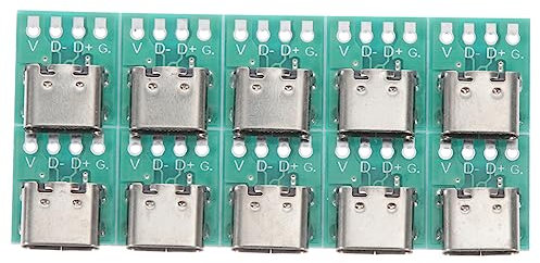 ETHZZLE 10pcs Usb c Connector Board Diy Usb Type-c Female Connector Receptacle Adapter for Pcb Converter Board