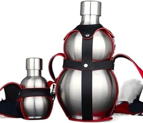 MIFANI Flasques Big Gourd en Acier Inoxydable Flasque d'alcool Flasque de Hanche 250 ML 500 ML 1500 ML Étui en Cuir de Grande capacité Portable for Voyage (Couleur : 500 ML) (Color : 500ml)
