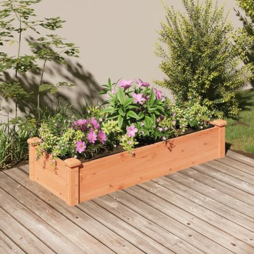 Gecheer Hochbeet mit Einsatz Pflanzkasten Blumenbett, Frühbeet Bausatz für Gemüse, Kräuterbeet für Garten Balkon, Braun 120x45x25 cm Massivholz Tanne