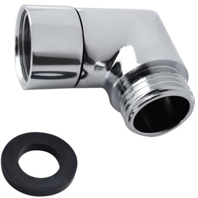 Adaptateur de pommeau de douche à 90 ° - Raccord coudé pour pommeau de douche - Adaptateur pour tuyau de douche - Avec joint en caoutchouc - Argenté
