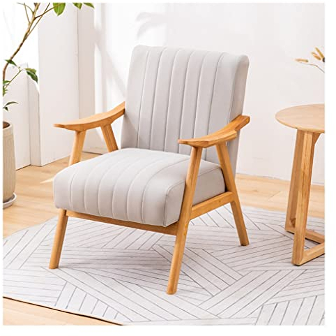 Mid Century Moderner Sessel Relaxsessel in Gelb - Einzellesesessel mit Holzrahmen und Armlehne für Wohnzimmer oder Schlafzimmer - Lässiger gepolsterter Loungesessel für Essbereich