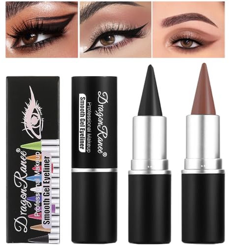 YIBABY Eyeliner, 2 colori crema eyeliner opaco ad asciugatura rapida, ombretto impermeabile, gel per eyeliner nero, trucco per occhi a lunga durata (nero e marrone)