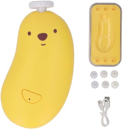 Tragbarer Baby-Nagelschneider, Praktisches Aufladen, Leiser Betrieb, Leichtes Gelbes Kinder-Nagelpflege-Pflegeset mit 6 Schleifköpfen für Frischgebackene Mütter (YELLOW)
