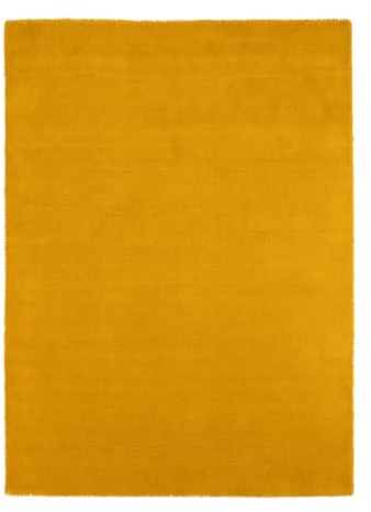 carpetfine handgefertigter Wollteppich Gabbeh Lola Gelb 40x60 cm Weich, Hochwertig, Zeitlos | Reine Schurwolle für Gemütlichkeit & Eleganz im Wohn- und Schlafzimmer