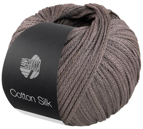 LANA GROSSA Cotton Silk | Edles Effektgarn aus Maulbeerseide gefüllt mit Baumwolle | Handstrickgarn aus 70% Baumwolle & 30% Seide | 50g Wolle zum Stricken & Häkeln | 140m Garn FB 10