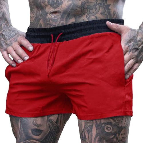 Hombre Costura Interior de 4 Pulgadas Correr Fitness Entrenamiento Pantalones Cortos Tener Bolsillo con Cremallera Sin Revestimiento
