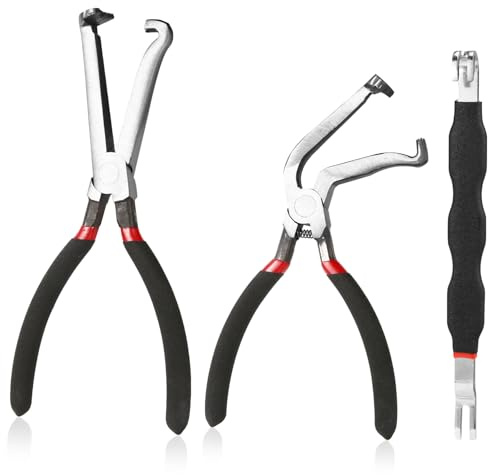 Lyreh 3pcs Electrical Disconnect Pliers, High Carbon Steel Automotive Electrical Connector Pliers with Anti-Slip Handle Fuel Line Disconnect Tool for Car Repair