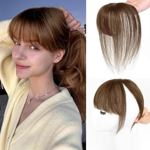 Ponny hårdel, clip i lugg äkta hår i human hair förlängning för kvinnor, brun