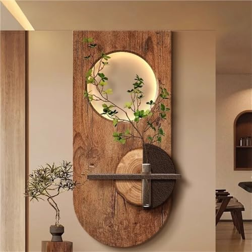 3D Sandstone Wall Decoration - Hydroponic Plant Art with LED Light, Ideal for Home or Office Decor, Hanging Painting (A)