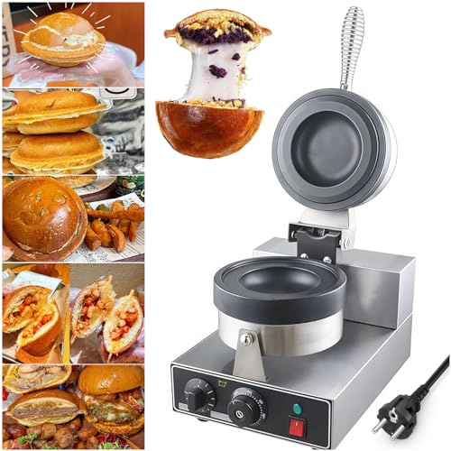 Burgermaker elettrico – Ufo pressa per hamburger 1300 W antiaderente macchina per hamburger 50 – 300 °C, regolazione della temperatura 0 – 5 minuti, per uso domestico e commerciale (macchina a testa
