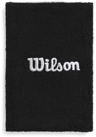 Wilson Wide Terry Schweißband, Hochelastischer Stoff, Ideale Feuchtigkeitskontrolle und Komfort, Schwarz, Einheitsgröße