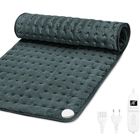 MYCARBON Manta Electrica 30x60cm Almohadilla Térmica para Espalda, Cuello, Hombros y Vientre Almohadilla de Calefacción con 6 Temperaturas 4 Temporizadores Apagado Automático Lavable