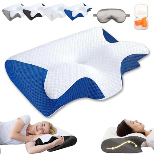 HOPASRISEE Dreamsleepz Kissen, Dream Sleepz Kissen, Original Memory Foam Ergonomisches Nackenkissen & Kopfkissen Für Seiten-, Rücken- Und Bauchschläfer, Für Besseren Schlaf (Blau,1Stück)