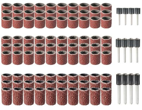 102/132 Stück Schleiftrommel-Kits Bänder für Hülsen, elektrische Winkel, Schleifdorne, Metall-Finish, Schleifhülsen für Schleifmaschinen