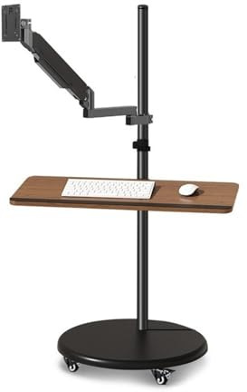 JIANBOHAIRS Monitor stativ singel 17-43 tum justerbar monitor arm TV-rullställ med tung bas för skärmar upp till 33,0 kg med tangentbordsspår och hjul (14-32 tum)
